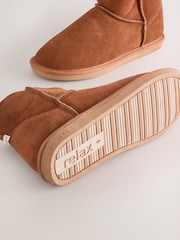 Chestnut Brown Faux Fur Lined Suede Slipper Boots - Image 5 of 5