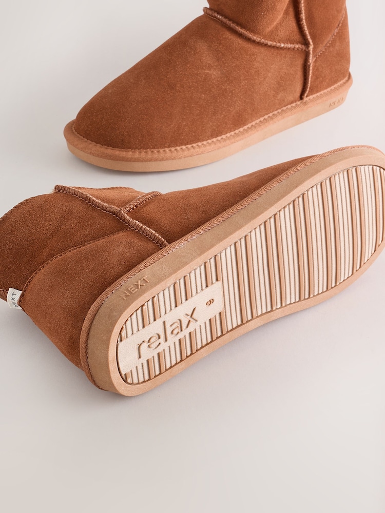 Chestnut Brown Faux Fur Lined Suede Slipper Boots - Image 5 of 5 Chestnut Brown Faux Fur Lined Suede Slipper Boots - Image 5 of 5