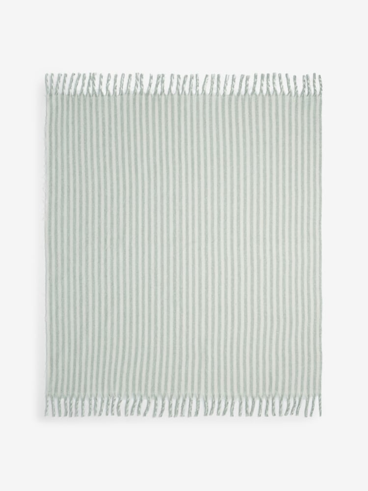 Sage Green Cosy Stripe Throw - Image 1 of 3