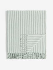 Sage Green Cosy Stripe Throw - Image 2 of 3