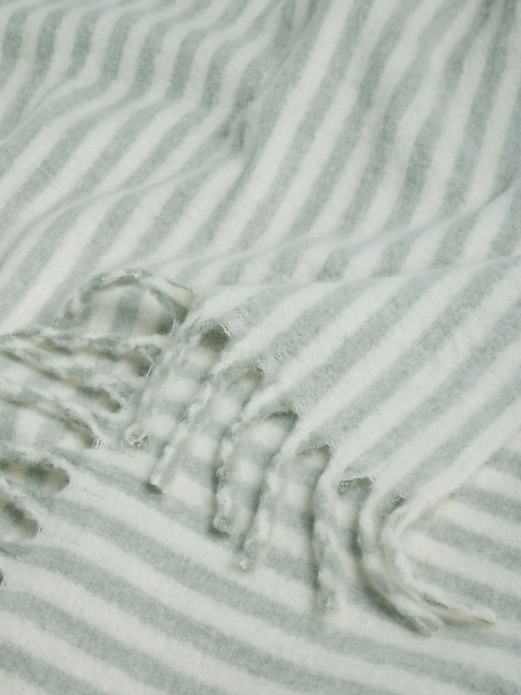 Sage Green Cosy Stripe Throw - Image 3 of 3