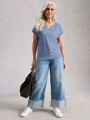 White Stuff Blue Nelly Embroidered T-Shirt - Image 2 of 6