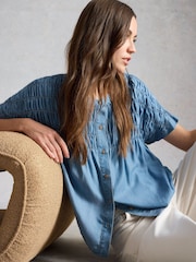 White Stuff Blue Tammie Chambray Shirt - Image 5 of 7