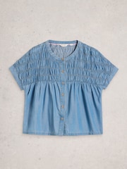 White Stuff Blue Tammie Chambray Shirt - Image 6 of 7