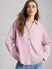 White Stuff Pink Sadie Poplin Boyfriend Shirt - Image 1 of 6