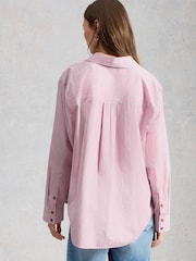 White Stuff Pink Sadie Poplin Boyfriend Shirt - Image 2 of 6