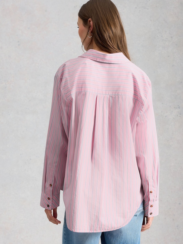 White Stuff Pink Sadie Poplin Boyfriend Shirt - Image 2 of 6