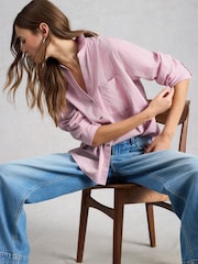 White Stuff Pink Sadie Poplin Boyfriend Shirt - Image 4 of 6