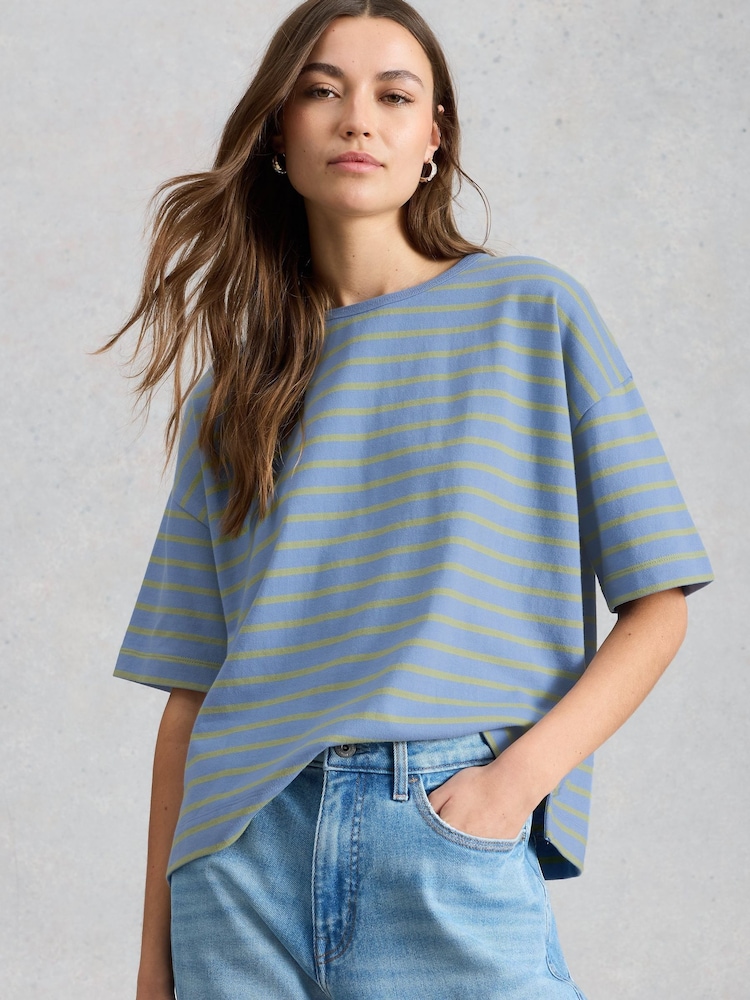 White Stuff Blue KAT Stripe T-Shirt - Image 1 of 6 White Stuff Blue KAT Stripe T-Shirt - Image 1 of 6