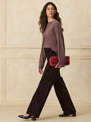 Burgundy Red Tailored Wide Leg Jeans - Image 1 of 5