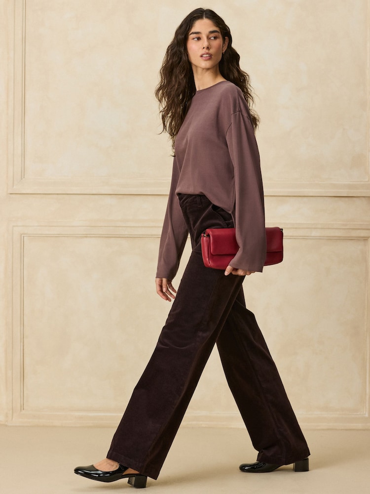 Burgundy Red Tailored Wide Leg Jeans - Image 1 of 5 Burgundy Red Tailored Wide Leg Jeans - Image 1 of 5