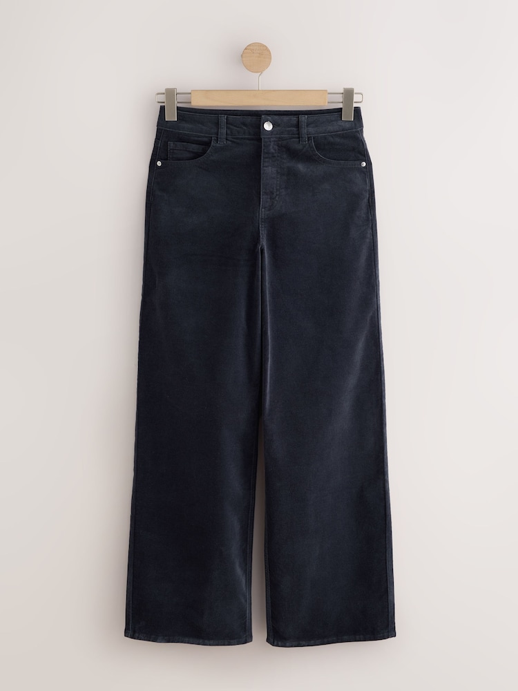 Blue Corduroy Wide Leg Jeans - Image 1 of 3 Blue Corduroy Wide Leg Jeans - Image 1 of 3