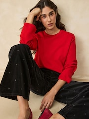 Black Heart Embroidery Corduroy Wide Leg Jeans - Image 4 of 6