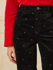 Black Heart Embroidery Corduroy Wide Leg Jeans - Image 6 of 6