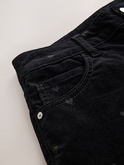 Black Heart Embroidery Corduroy Wide Leg Jeans - Image 8 of 9