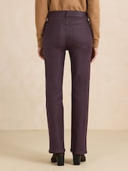 Roșu vișiniu - Mid Rise Coated Denim Crop Bootcut Jeans - Imaginea 4 din 5
