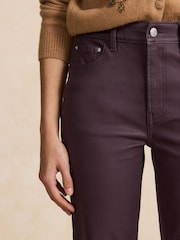 Roșu vișiniu - Mid Rise Coated Denim Crop Bootcut Jeans - Imaginea 5 din 5