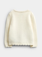 JoJo Maman Bébé Cream Floral Embroidered Knit Cardigan - Image 2 of 4