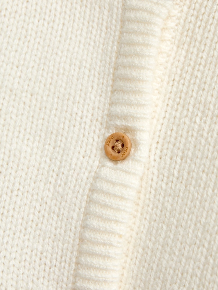 JoJo Maman Bébé Cream Floral Embroidered Knit Cardigan - Image 4 of 4