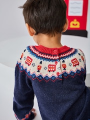 JoJo Maman Bébé Blue London Guard Fairisle Knitted Jumper - Image 2 of 3