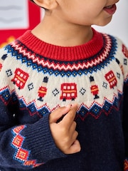 JoJo Maman Bébé Blue London Guard Fairisle Knitted Jumper - Image 3 of 3