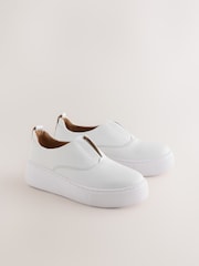 White Forever Comfort® Leather Wedge Platform Trainers - Image 3 of 5