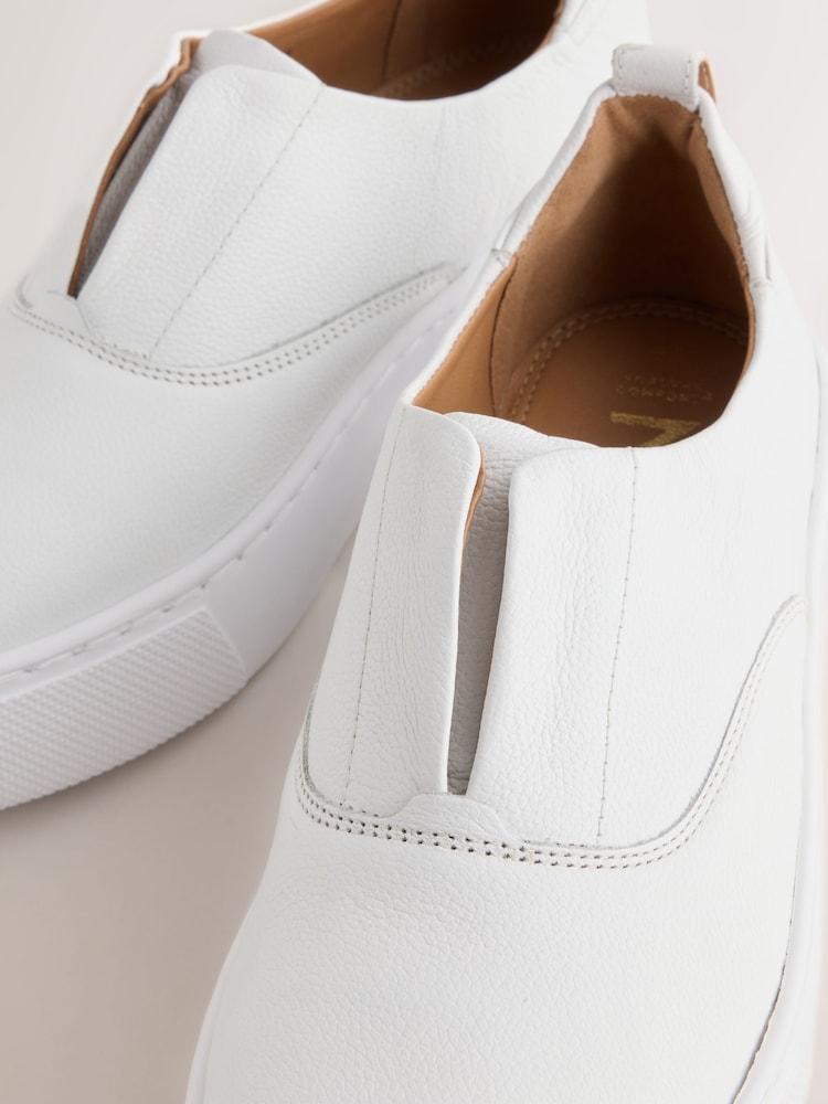 White Forever Comfort® Leather Wedge Platform Trainers - Image 5 of 5