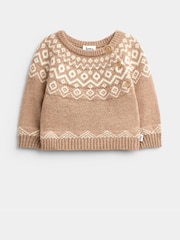 JoJo Maman Bébé Brown Fairisle 3-Piece Fairisle Knit Set - Image 4 of 11
