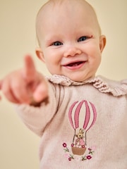 Jojo Maman Bébé Pink Floral Peter Rabbit™ Flopsy Knit Jumper & Leggings Set - Image 2 of 3