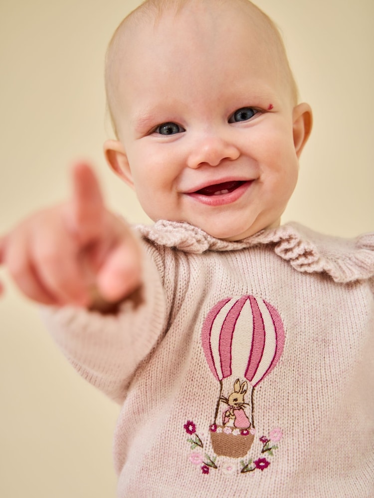Buy Jojo Maman Bébé Pink Floral Peter Rabbit™ Flopsy Knit Jumper ...