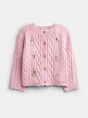 JoJo Maman Bébé Flopsy Embroidered Cable Knit Cardigan - Slika 1 iz 4