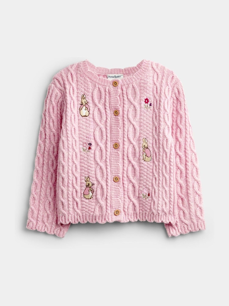 JoJo Maman Bébé Flopsy Embroidered Cable Knit Cardigan - Slika 1 iz 4