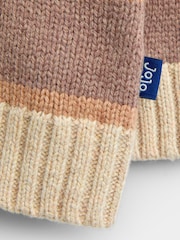 JoJo Maman Bébé Mid Brown Stripe Half Zip Knitted Jumper - Image 3 of 4