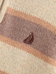 JoJo Maman Bébé Mid Brown Stripe Half Zip Knitted Jumper - Image 4 of 4