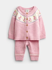 Jojo Maman Bébé Flopsy Fairisle Cardigan & Legging Set - 圖片 1，共 6