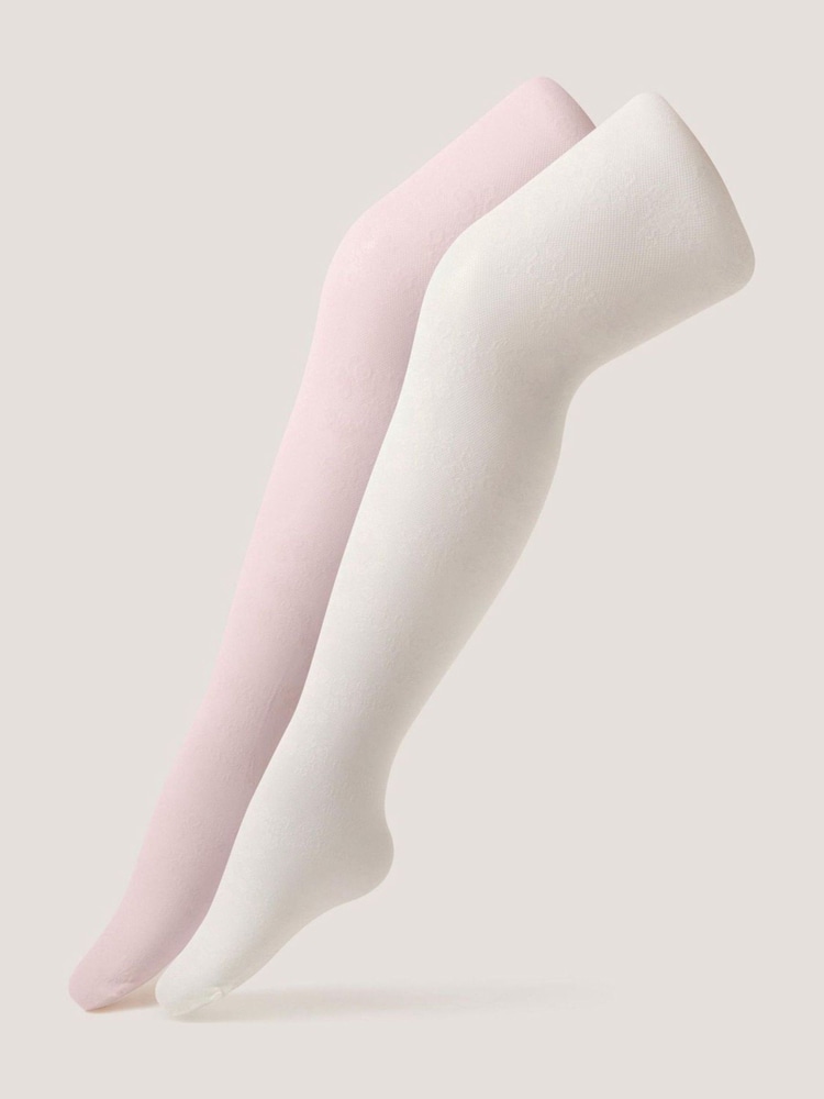 Monsoon Pink Lace Tights 2-Pack - Image 1 of 3