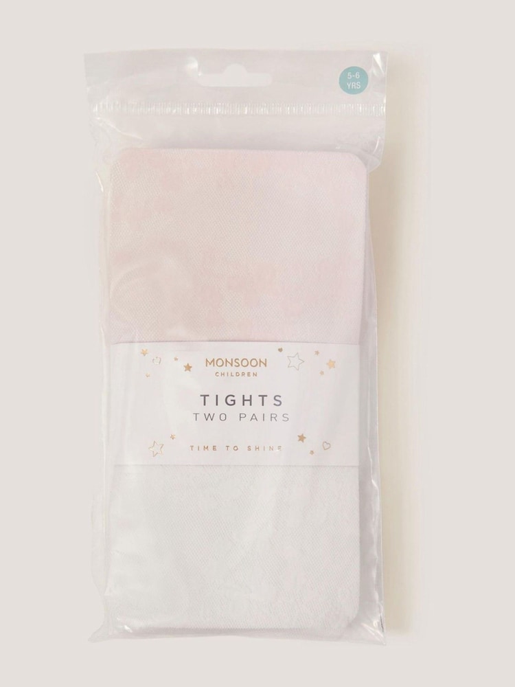 Monsoon Pink Lace Tights 2-Pack - Image 2 of 3