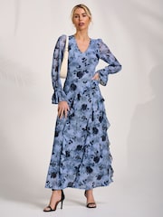 Jolie Moi Long Sleeve Ruffle Mesh Maxi Dress - Billede 5 af 6