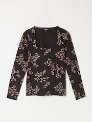 FatFace Thea Black Vintage Floral Long Sleeve Top - Image 5 of 5