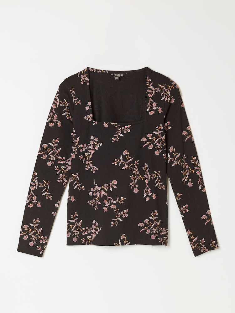 FatFace Thea Black Vintage Floral Long Sleeve Top - Image 5 of 5