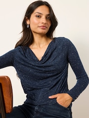 Dəniz - FatFace Sparkle Cowl Neck Long Sleeve Top - 7şəkildən 5 şəkil