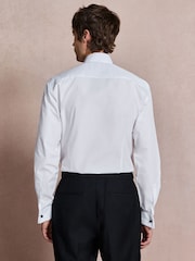 White/Ivory Cotton Rich Textured Occasion Shirt With Bow Tie and Cummerbund Set - Image 3 of 7