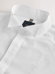 White/Black Cotton Rich Textured Occasion Shirt With Bow Tie and Cummerbund Set - Image 10 of 15