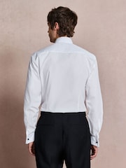 White/Black Cotton Rich Textured Occasion Shirt With Bow Tie and Cummerbund Set - Image 3 of 15