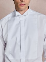 White/Black Cotton Rich Textured Occasion Shirt With Bow Tie and Cummerbund Set - Image 5 of 15