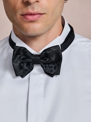 White/Black Cotton Rich Textured Occasion Shirt With Bow Tie and Cummerbund Set - Image 8 of 15