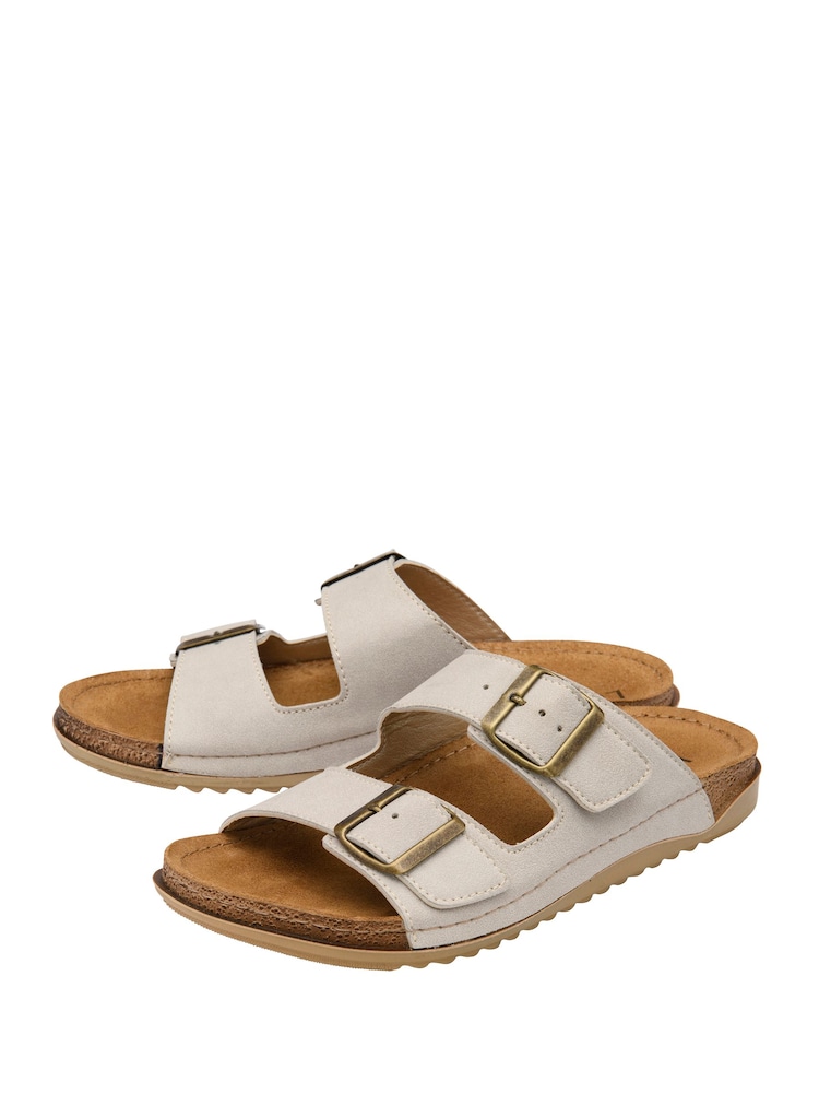 Lotus White Flat Mule Sandals - Image 2 of 4 Lotus White Flat Mule Sandals - Image 2 of 4