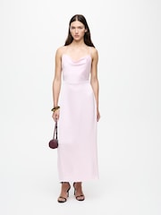 VILA Pink Satin Cowl Strap Ankle Dress - Image 1 of 3