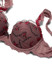 Victoria's Secret Pink Rose Brown Push Up Cute But Dangerous Embroidery Bra - Image 4 of 4