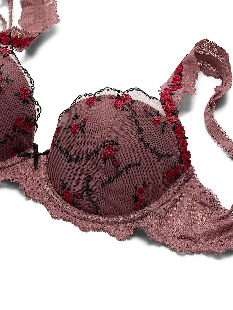 Victoria's Secret Pink Rose Brown Push Up Cute But Dangerous Embroidery Bra - Image 4 of 4 Victoria's Secret Pink Rose Brown Push Up Cute But Dangerous Embroidery Bra - Image 4 of 4